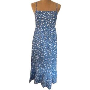 Dizzy Lizzy Cotton Coastal Floral Classic Blue/White Maxi Sundress Open Back XL